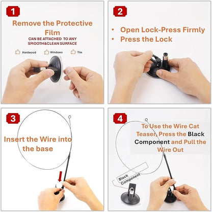 12PCS Interactive Cat Feather Wand Toy Set – 11 Bird & Feather Teaser Refills with Bells + Flexible Suction Cup Wand – Realistic Bird Design, Natural Materials, Indoor Cat Toys for Exercise & Play