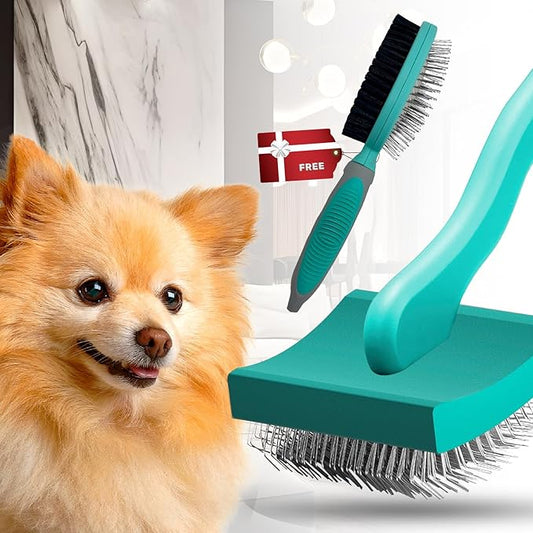 Dog Slicker Brush For Grooming Pet Hair, Best Brushes For Golden & Poodle, Skin Friendly Deshedding Grooming Tool For Dogs, Long Short Haired Brushes For Dogs & Cats, Pet Double Sided Pin Brush