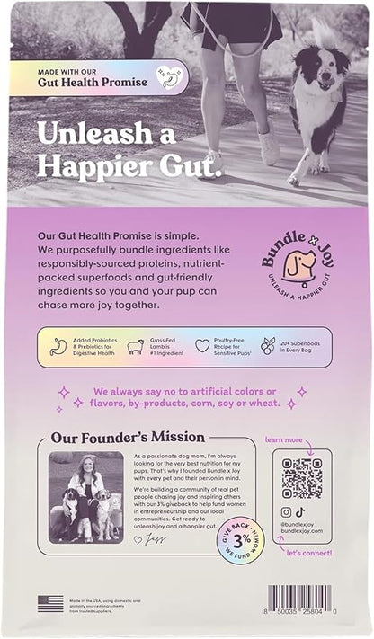 Bundle x Joy Grass-Fed Lamb Dog Food 12lb Bag with Added Probioitics, Poultry-Free, Digestive Gut Health, No Chicken or Beef, Made in USA