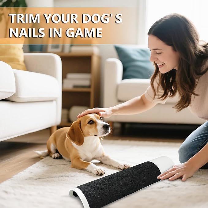 Dog Scratch Pad for Nails, U-Shaped Dog Scratch Board with 4 Sticky Sandpapers, Plastic Durable Dogs Nail File Toy, Shortened Dog_ Side Nails Easily for Small and Medium Dogs, Cats (M)