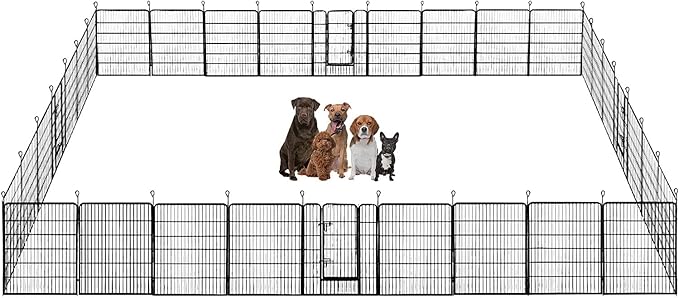 BestPet | Dog Playpen | 40 Inch, 32 Panels | Heavy Duty Metal Pet Exercise Pen | Indoor Outdoor Fence Panels | Rust-Resistant, Removable, Tool-Free Setup | Anti-Skid, Expandable Design