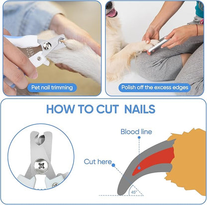 Dog Grooming scissors Kit,Includes Curved Thinning straight scissors,Comb,Grooming nail clipers,Nail Trimmer,Dog Grooming Scissors with Safety Round Tips,pet Grooming kit for Small Dogs&Puppies