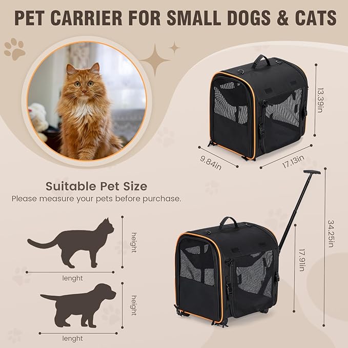 Pet Carrier for Cats Dogs up to 30 Lbs, Car Travel Portable Pet Kennel Dog Crate Set with Litter Box, Bowl for Outdoor Camping