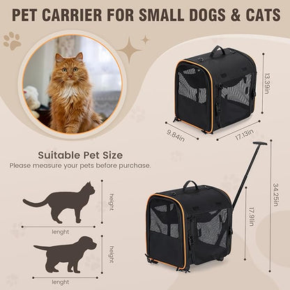 Pet Carrier for Cats Dogs up to 30 Lbs, Car Travel Portable Pet Kennel Dog Crate Set with Litter Box, Bowl for Outdoor Camping