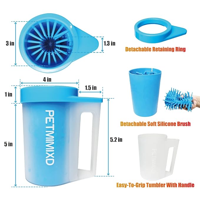 Dog Paw Cleaner for Dogs with Handle, Medium, Blue