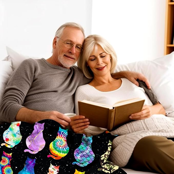 Cat Blanket Soft Cozy Flannel Throw Blanket Warm Lightweight Blankets Gifts for Cat Lovers Kids Girls Women Adults 80"x60"