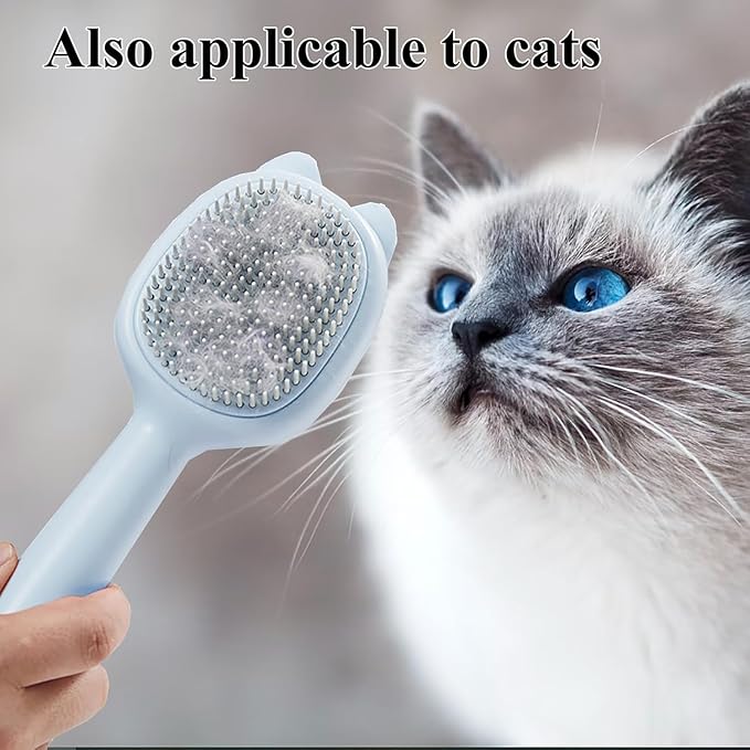 Self-Cleaning Dog Brush for Small Breeds - Adjustable Bristle Grooming Tool for Puppies, Yorkies, Shih Tzus, Maltipoos & Malteses (Blue)