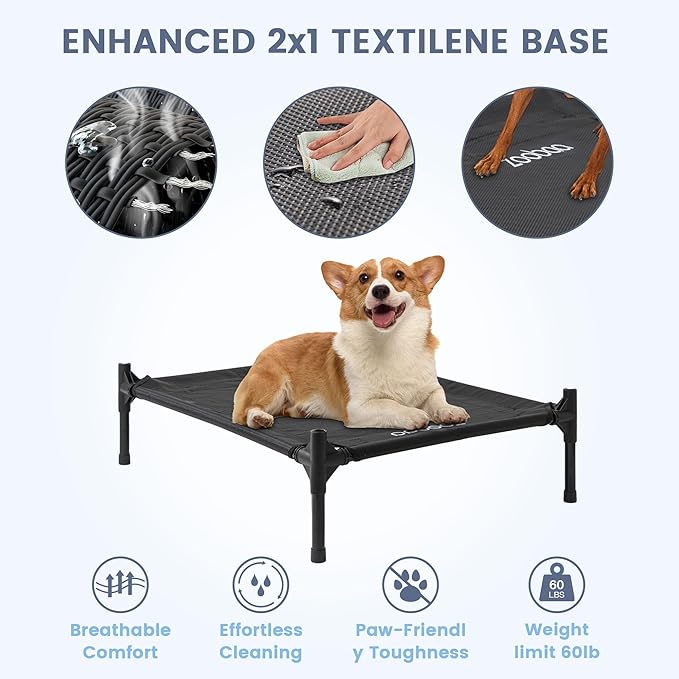 29" 2-in-1 Dog House for Medium Dogs, Elevted Dog House Outdoor/Indoor, Puppy Shelter Outside,Water Resistant 600D PVC and Durable 2x1 Textilene Raised Dog Bed(Green)