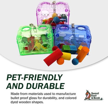 Sweet Feet and Beak Large or Small Treasure Chest - Perfect Bird Cage Toy Colorful, Safe, Easy to Install - Washable, Refillable, Non-Toxic, Foraging Box - Cage Accessories