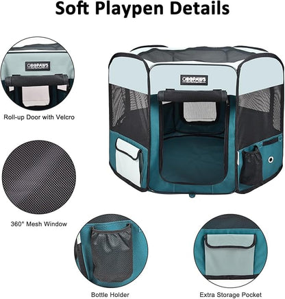 JESPET Pet Dog Playpens 36", 45" & 61" Portable Soft Dog Exercise Pen Kennel with Carry Bag for Puppy Cats Kittens Rabbits, Indoor/Outdoor Use
