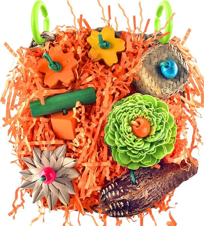 KATUMO Bird Toys, Conure Grass Mat Shredder Toys Parakeet Toys Parrot Foraging Toys for Cockatiel Conure Lovebird Parakeet Small to Medium Birds
