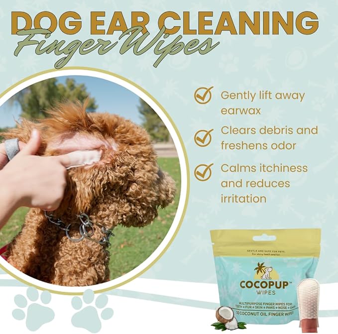 Dog Teeth Cleaning Wipes Ear Nose Paws Fur Cleaner Pure Coconut Oil