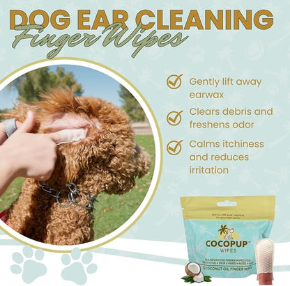 Dog Teeth Cleaning Wipes Ear Nose Paws Fur Cleaner Pure Coconut Oil