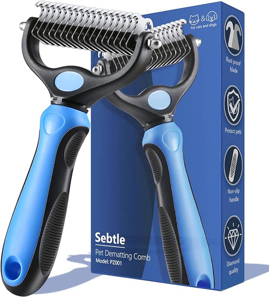 Dog Brush for Shedding,Double Sided Undercoat Rake Comb, Pet Grooming Brush for Small, Medium Dogs and Cats,Furminator Tool Remove 98% Mats,Tangles