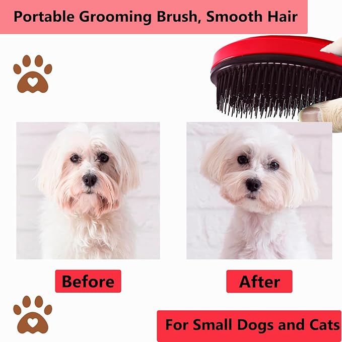 Puppy Brush, Soft Dog Brush for Grooming, Puppy Hair Remover Brush Comb, Grooming Tool for Poodles,Teddy, Yorkies, Maltese, Shih Tzu, Chihuahua, Rose red