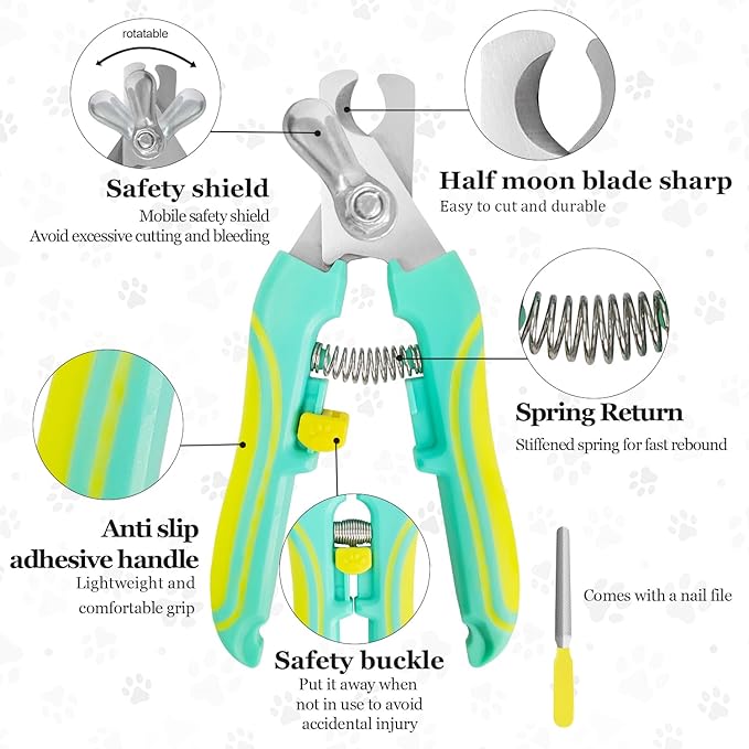 Diamond Dremel Dog Nail Grinder Attachment & Dog & Cat Pets Nail Clippers and Trimmers, Dremel Accessories & Dog Nail Trimmers with Safety Lock to Avoid Over Cutting, Grooming Tool for Pets