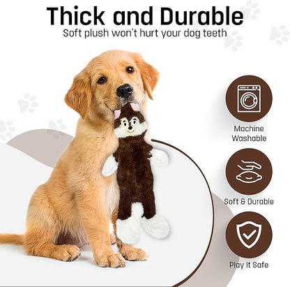 FGA MARKETPLACE Pack of 3 Flat NO Stuffing NO Squeak Plush Dog Toy, Funny Style Will Entertain Your Dog for Hours, Recommended for Small and Medium Dog 21 INCH Long