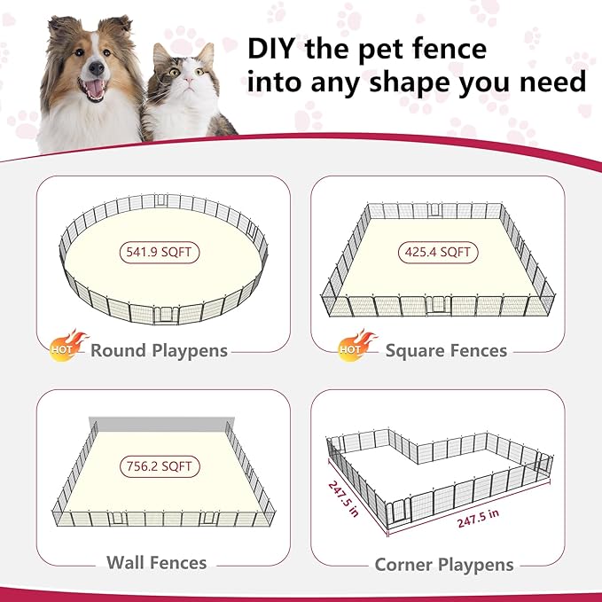 Dog Playpen 32" Height 36 Panels Portable Dog Fence Outdoor for Yard Puppy Playpen Indoor Dog Pen Outdoor for Medium/Small Dogs, Heavy Duty Pet Playpen Dog Kennel for RV, Camping, Yard