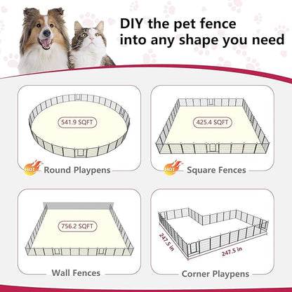 Dog Playpen 32" Height 36 Panels Portable Dog Fence Outdoor for Yard Puppy Playpen Indoor Dog Pen Outdoor for Medium/Small Dogs, Heavy Duty Pet Playpen Dog Kennel for RV, Camping, Yard