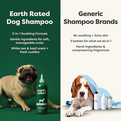 Earth Rated 3-in-1 Soothing Dog Shampoo and Conditioner, Deodorizing Oatmeal Shampoos for Dogs and Puppies, Great for Smelly Pets, White Tea and Basil Scent, 16 oz