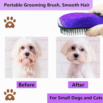 Puppy Brush, Soft Dog Brush for Grooming, Puppy Hair Remover Brush Comb, Grooming Tool for Poodles,Teddy, Yorkies, Maltese, Shih Tzu, Chihuahua, Starry Purple