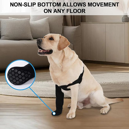 Dog Recovery Socks - Waterproof Paw Protectors with Non-Slip Sole | Post-Surgery Boots for Wound Protection | Anti-Licking Sleeves for Dogs (Black, 2XL_Left)