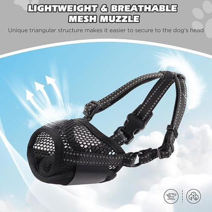 Dog Muzzle,Soft Mesh Muzzle for Small Medium Large Dogs to Prevent Biting,Pets Muzzle for Chihuahua Poodle Husky Labrador Retriever, Breathable Drinkable Adjustable for Chewing Grooming(S)
