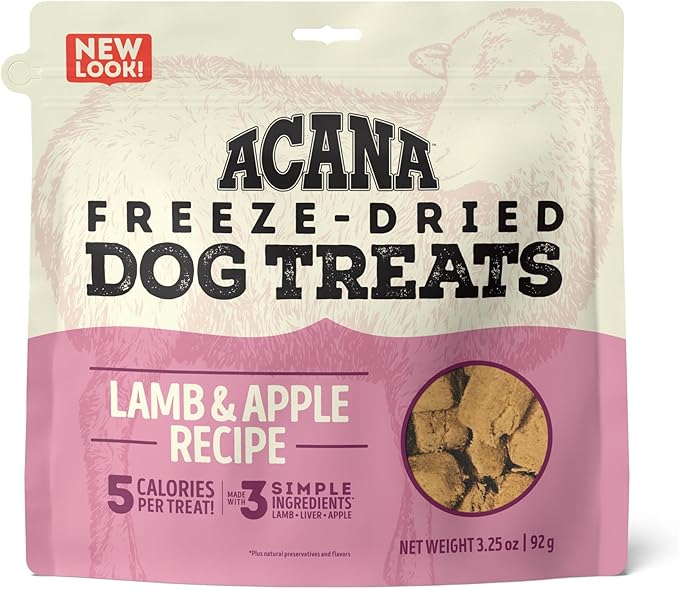 Singles Freeze Dried Dog Treats, Limited Ingredient Grain Free Lamb & Apple Recipe, 3.25oz