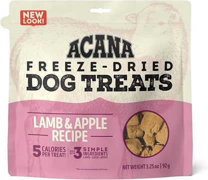 Singles Freeze Dried Dog Treats, Limited Ingredient Grain Free Lamb & Apple Recipe, 3.25oz
