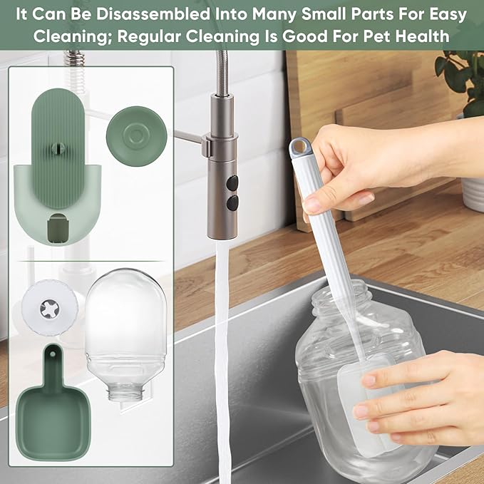 28oz Hanging Automatic Water Dispenserï¼_abbit Water Bottle,Bunny Guinea Pig Ferret Water Bowl for Cage,Suitable for Small Animal Puppies(Cage Grid Spacing Over 1.2'') (Green)