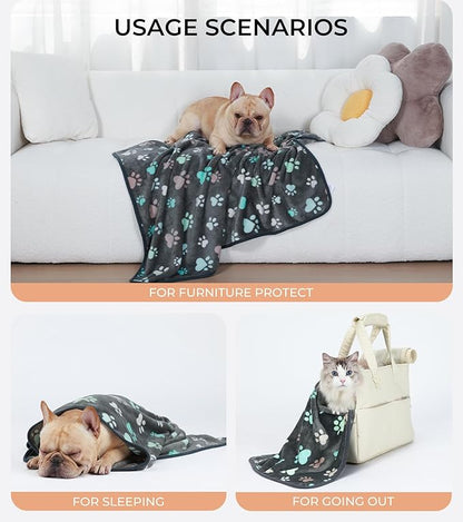Luciphia 1 Pack 6 Dog Blankets Cat Soft Fluffy Fleece Pet Blanket Warm Cute Print Design Puppy Kitten Doggy Paw Medium(30"x20")