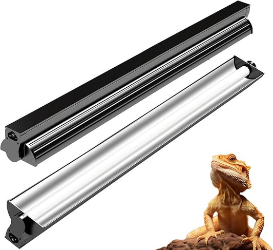 24W T5 UVB Reptile Light Fixture Combo Kit – 10.0 UVB Fluorescent Tube for Bearded Dragons, Lizards & Tortoises – UVA UVB Reptile Light, 22" Terrarium Hood (UVB 10.0-Desert, 22INCH-24W)