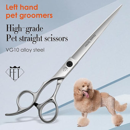 Dog Grooming Scissors: 7.0" Left Handed Pet Shears Made Of Advanced Stainless Steel Alloy for Trimming Dogs Cats and Other Pets Face and Paws