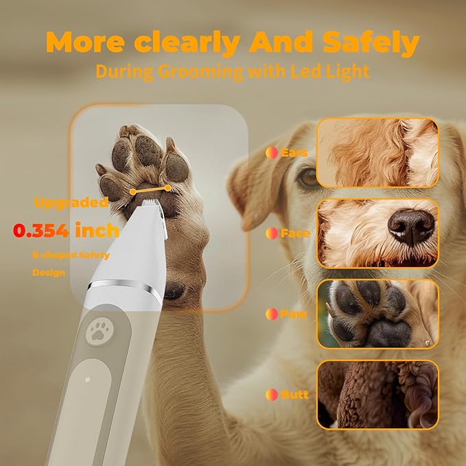 Dog Clippers Grooming Kit with 4 in 1 Tools, Cordless Dog Paw Trimmer & IPX7 Waterproof & Dogs Nail Grinder, Low Noise Quiet Design with Silicone Grip for Dogs and Cats