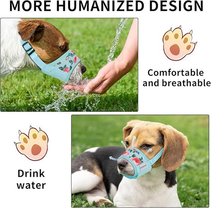 Dog Muzzle for Small Medium Large Dogs, Dog Muzzles for Biting Barking and Chewing Puppy Muzzle Nylon Soft Mesh Breathable Adjustable Loop Muzzle Anti-Dropping (Blue, XL)