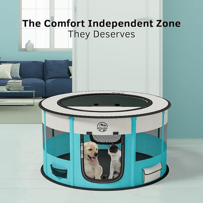 Dog Playpen Puppy Play Pen Indoors Pet Crate Small Dog Cage Portable Foldable Cat Kennel for Kitten Hamster Rabbit Bunny Guinea Pig with Collapsible Food Bowl Carrying Case