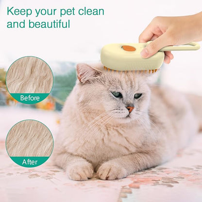 ORIA Cat Steam Brush, 3 in 1 Pet Spray Comb, Self Cleaning Steam Dog Cat Brush, Rechargeable Silicone Grooming Tool with Concealed Handle for Shedding, Hair Removal, Pet Massage