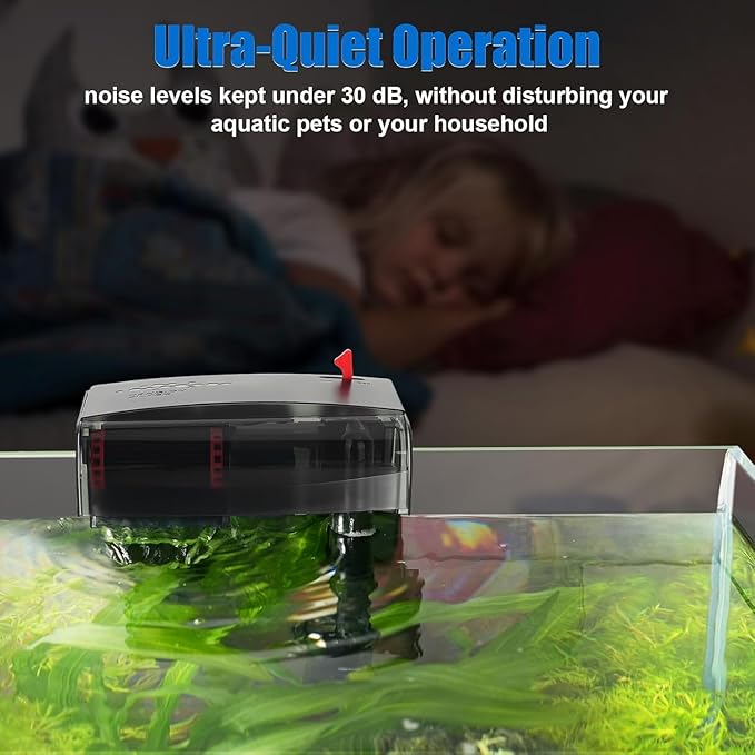 AQQA Aquarium Filter 10-30 Gallon Fish Tank Filters with Bio-Wheel Power, Hang on Back Aquarium Filter, Adjustable Flow Hob Filter, Quiet Efficient and Silent Operation (8W 110 GPH)