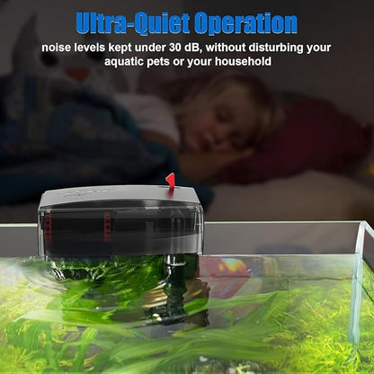 AQQA Aquarium Filter 10-30 Gallon Fish Tank Filters with Bio-Wheel Power, Hang on Back Aquarium Filter, Adjustable Flow Hob Filter, Quiet Efficient and Silent Operation (8W 110 GPH)