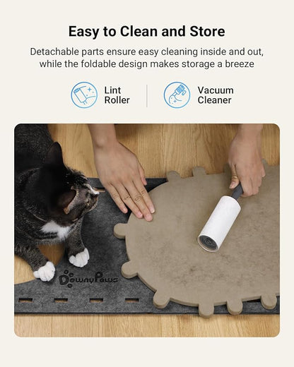 DownyPaws Cat House for Indoor Cats, Cat Bed Cave for Multiple & Large Cats Up to 22 Lbs, Scratch Resistant Peekaboo Cat Caves, Foldable Tunnel Enclosed Bed, PeekaPurr, Sesame Gray