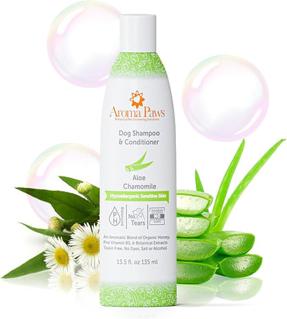 Dog Shampoo and Conditioner - Tearless Dog Shampoo for Cleansing, Grooming, and Conditioning Sensitive Skin - Moisturizing Shampoo for Dogs and Puppies - Fragrance-Free 13.5 oz