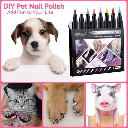 Dog Nail Polishï¼ Dog Nail Polish Pens Quick Dry-8 Colors, Pet Nail Polish Set for Dogsï¼ DIY Dogs Puppy Nails, Dog Safe Nail Polish Non Toxic, Odorless, Easy to Apply