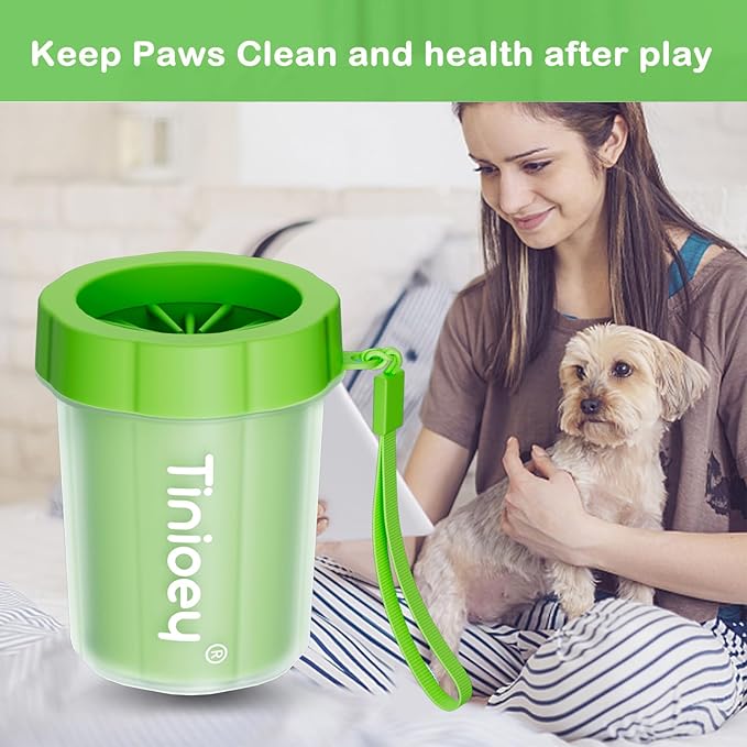 Dog Paw Cleaner for Small Dogs (with 3 Absorbent Towels), Dog Paw Washer, Muddy Paw Cleaner, Pet Foot Cleaner (Small, Green)