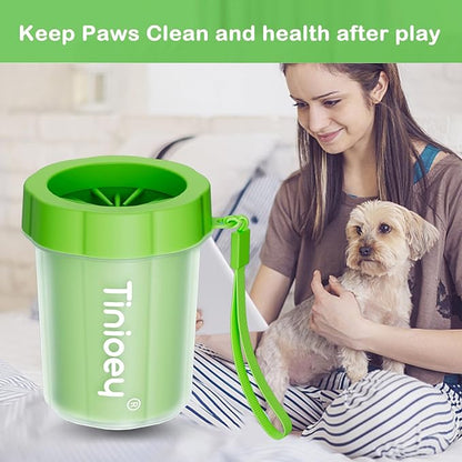Dog Paw Cleaner for Small Dogs (with 3 Absorbent Towels), Dog Paw Washer, Muddy Paw Cleaner, Pet Foot Cleaner (Small, Green)