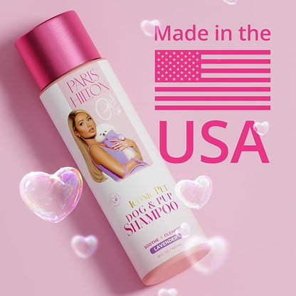 Paris Hilton Dog Shampoo - Gentle Calming Lavender Scent, Sulfate-Free Vegan & Hypoallergenic for All Dog Breeds, with Oatmeal & Aloe for Healthy Coats & Salon-Quality Grooming, 16oz (480ml)