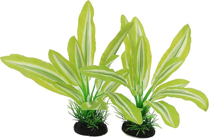 Silk Aquarium Plants for Betta Fish Tank, 2 Pcs 8 Inch Small Silk Aquarium Plant Aquatic Water Grass Decorationï¼_reen-Yellow