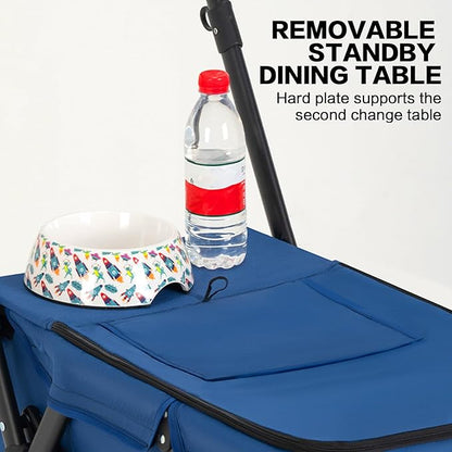 Pet Stroller Cat Dog Stroller Travel Folding Pet Carriers（Blue）