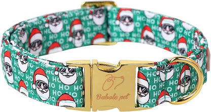 Christmas Dog Collars for Large Dog,Green Santa Claus Dog Collar with Safety Metal Buckle Adjustable Puppy Collars for Small Medium Dog,Boy&Girl&Male&Female Dog Gift,L-16-24"