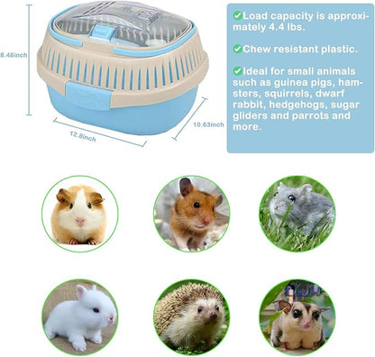 Hamster Carrier Guinea Pig Carrier 13 X 11 X 8 In Portable Hamster Travel Cage with Ventilation Holes Outdoor Small Animal Carrier for Rat Gerbils Rabbit Hedgehog Squirrel Mouse Sugar Glider