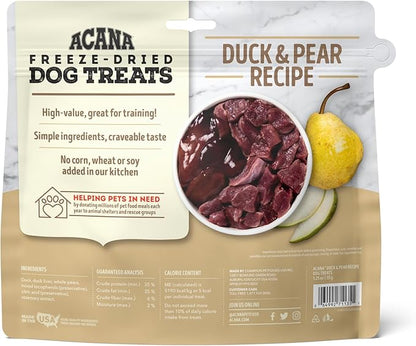 Singles Freeze Dried Dog Treats, Limited Ingredient Grain Free Duck & Pear Recipe, 1.25oz